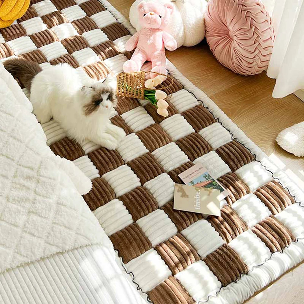 Petravelcn Dog Bed Mat Plaid Cover For Dogs Washable