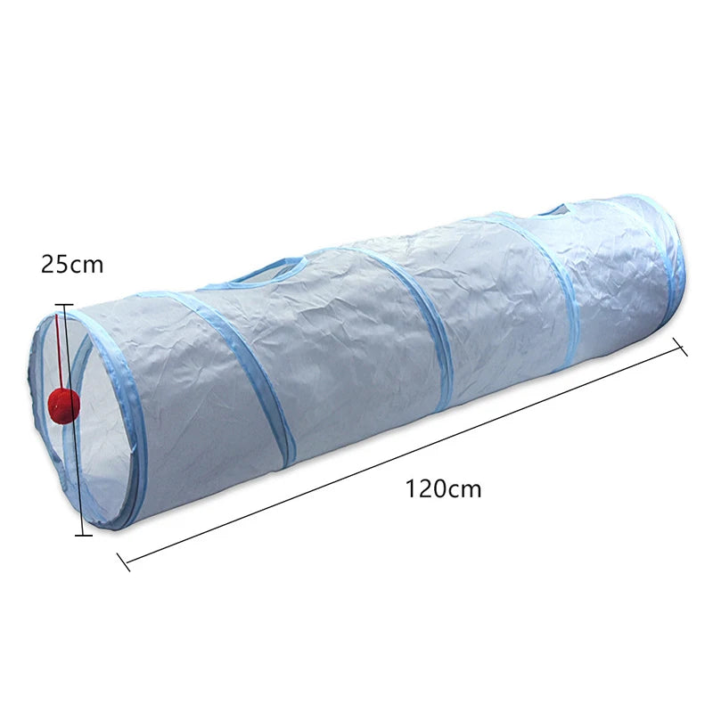 Foldable Cat Tunnel Tube Toy With Peep Hole Interactive Play