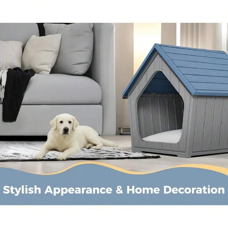 Weatherproof Indoor Outdoor Dog House Durable Resin Shelter For Pets