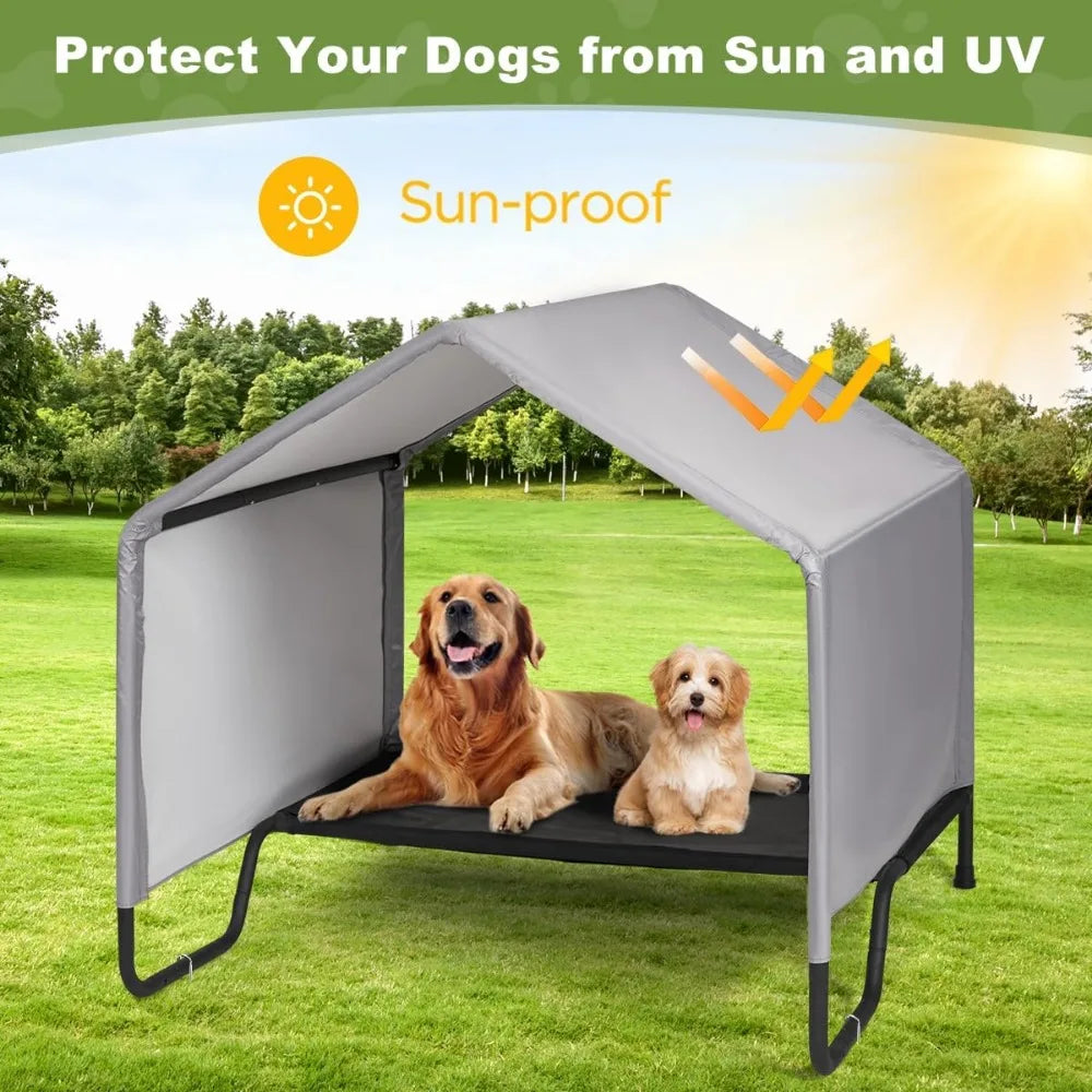Outdoor Dog Bed With Canopy Shade Shelter Waterproof Sun Protection