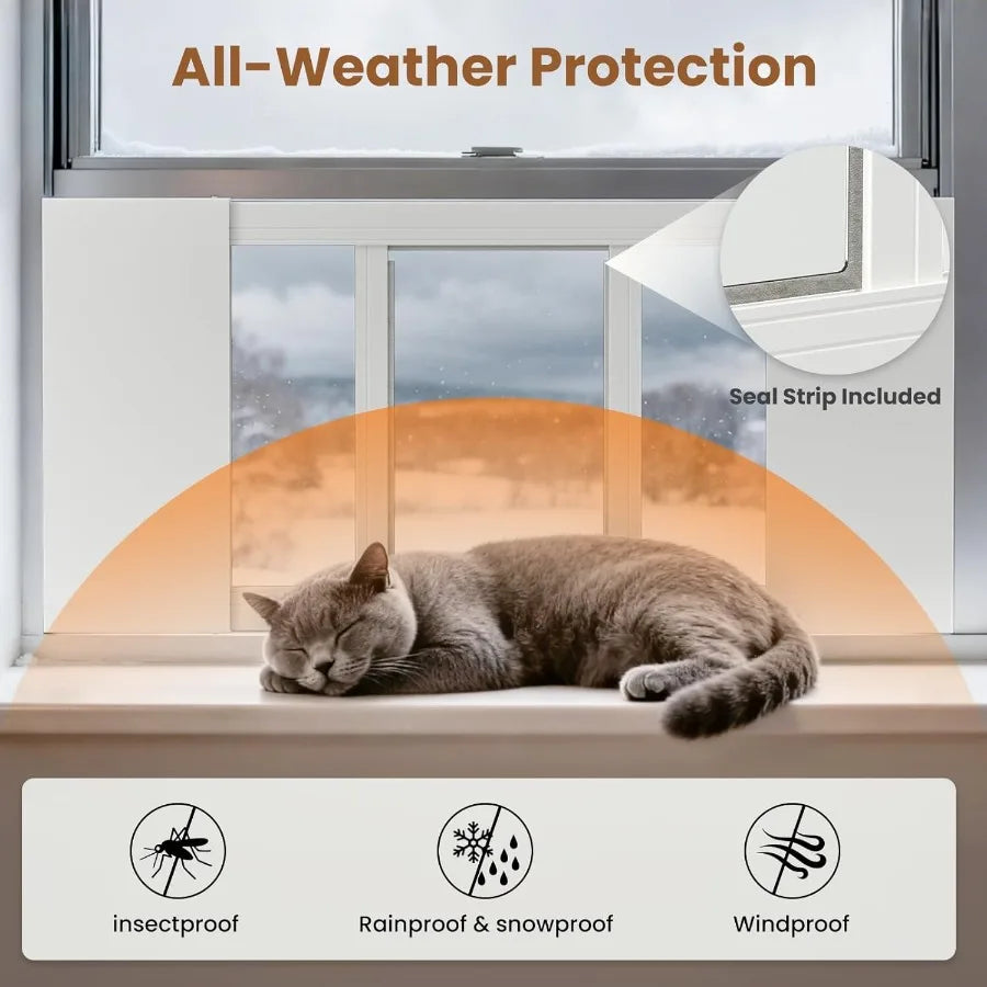 XMSJ Cat Door For Window Weatherproof Aluminum Pet Door With Locking Mechanism