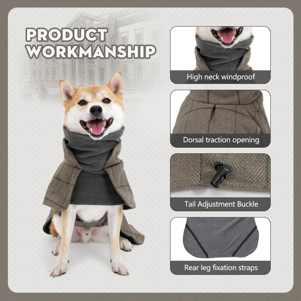 Waterproof Windproof Winter Dog Jacket British Plaid Style