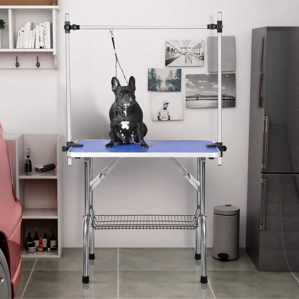 Dog Grooming Table With Adjustable Arm And Storage Stainless Steel