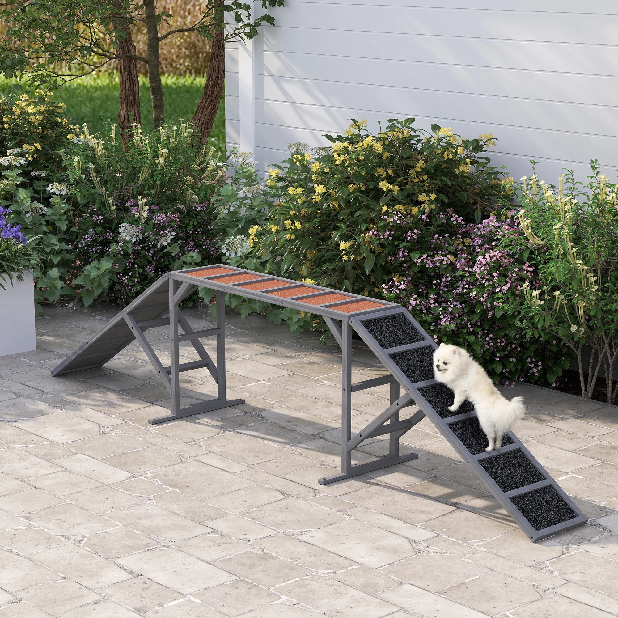 Dog Agility Ramp With Safety Bars And 35 Degree Slope