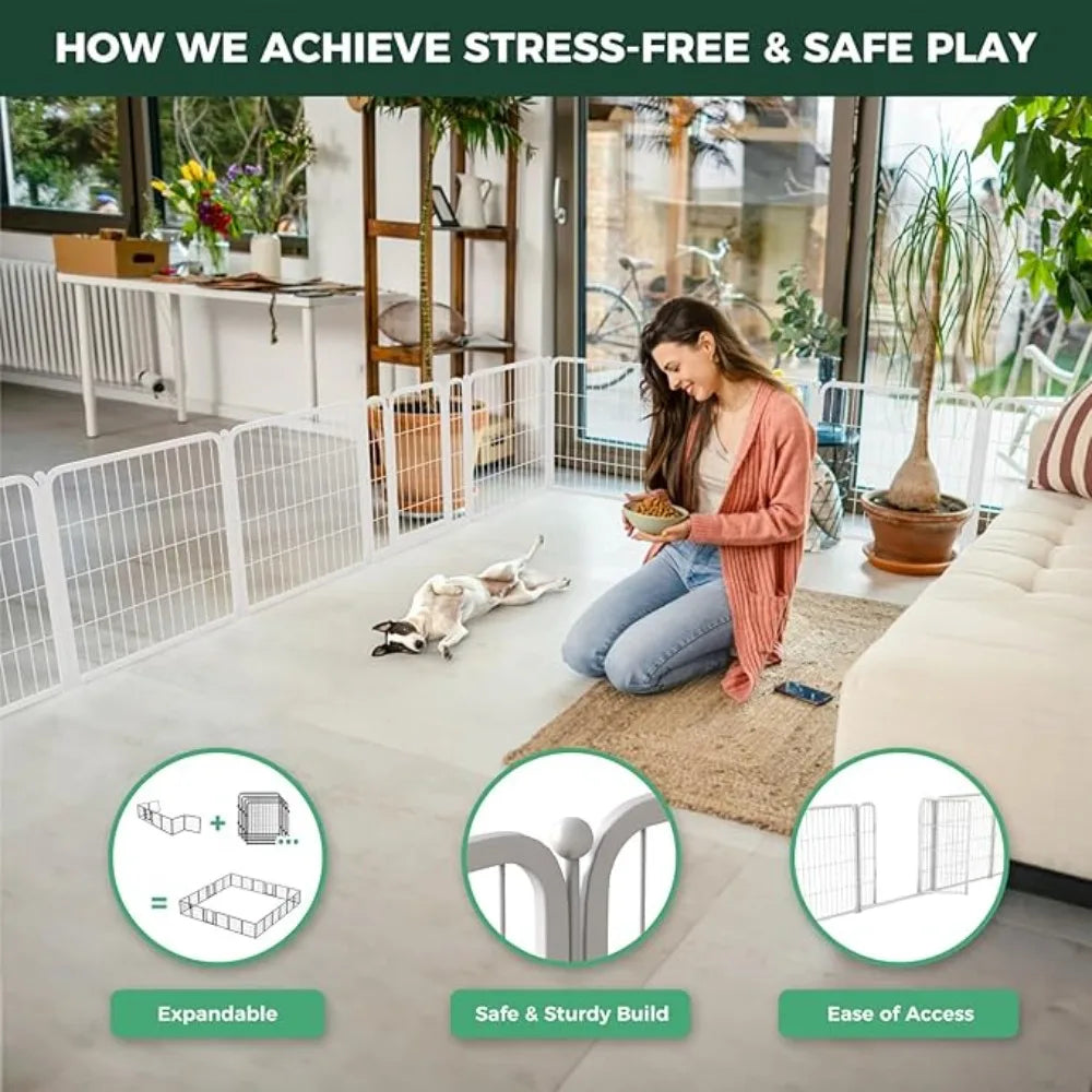 Homeplus Dog Playpen for Indoor Use - Stress-Free and Safe Play, Heavy Duty 32 Inch 16 Panels Dog Pen for Small and Medium Dogs