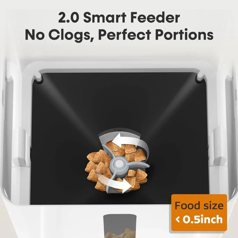 Automatic Dog Feeder with Camera WiFi: 5G App Control Easy Setup Cat Food Dispenser - HD 1080P Video Recording Timed Pet Feeder