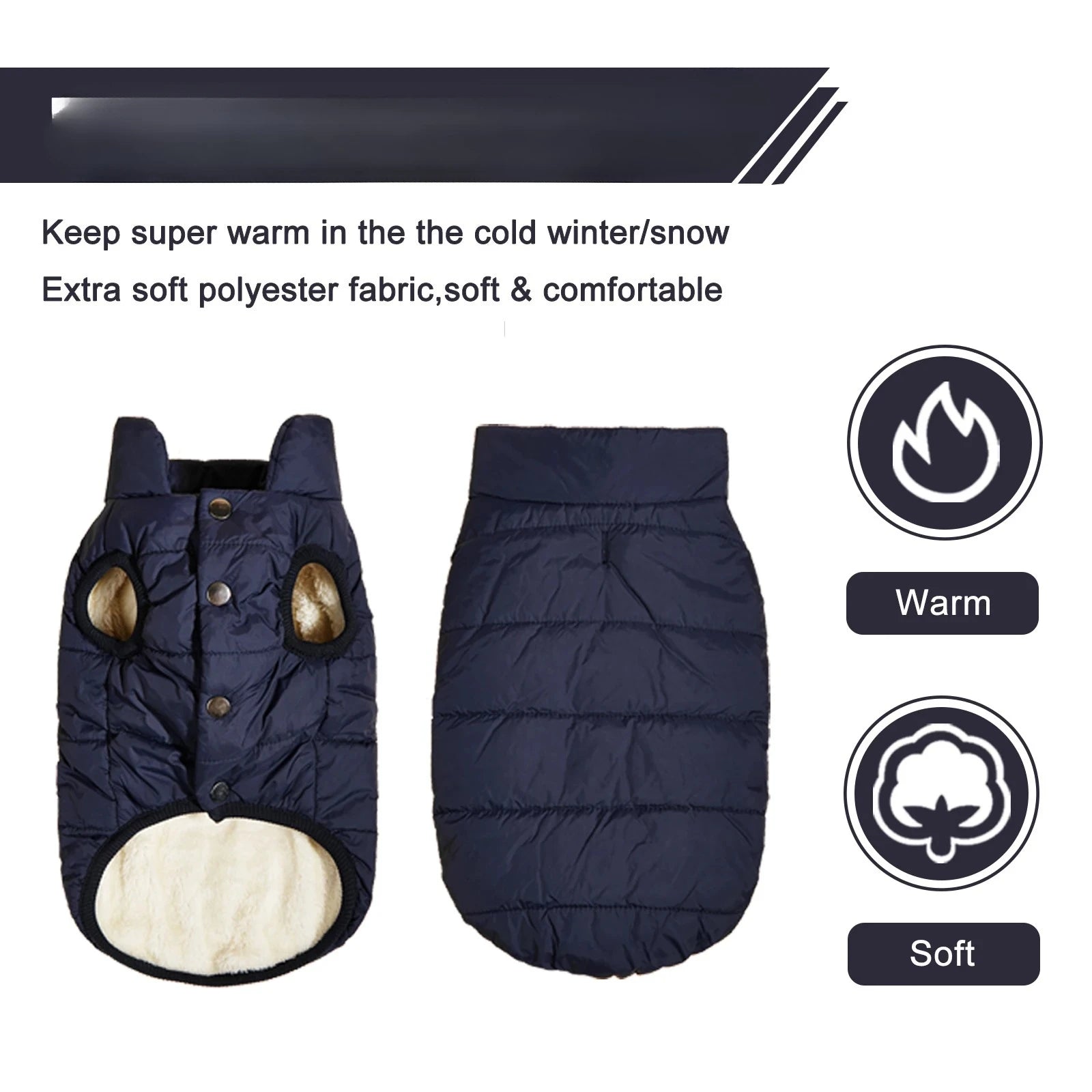 NONECN Winter Dog Jacket With Fleece Lining For Cold Weather