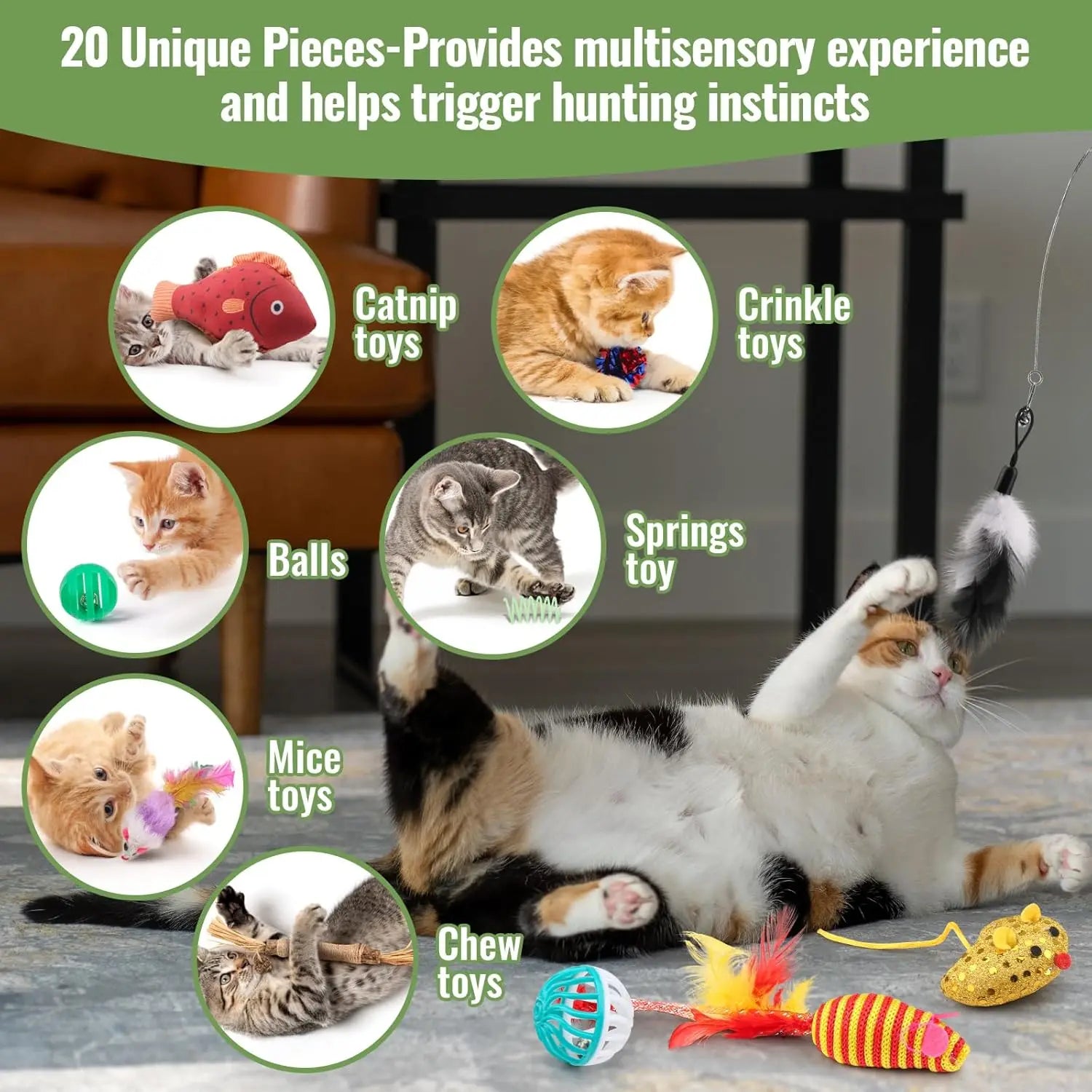 Cat Toys Variety Pack 20 Pieces Interactive Play Kit