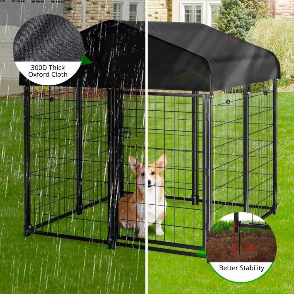 Outdoor Dog Kennel With Roof Heavy Duty Welded Wire Enclosure