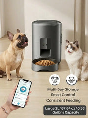 PETSIN 2L/67.64oz automatic cat feeder, smart cat feeder, smart pet feeder, dual-band 2.4G WiFi automatic dog feeder, round automatic cat food dispenser, with app control, remote control cat and dog food dispenser for small p