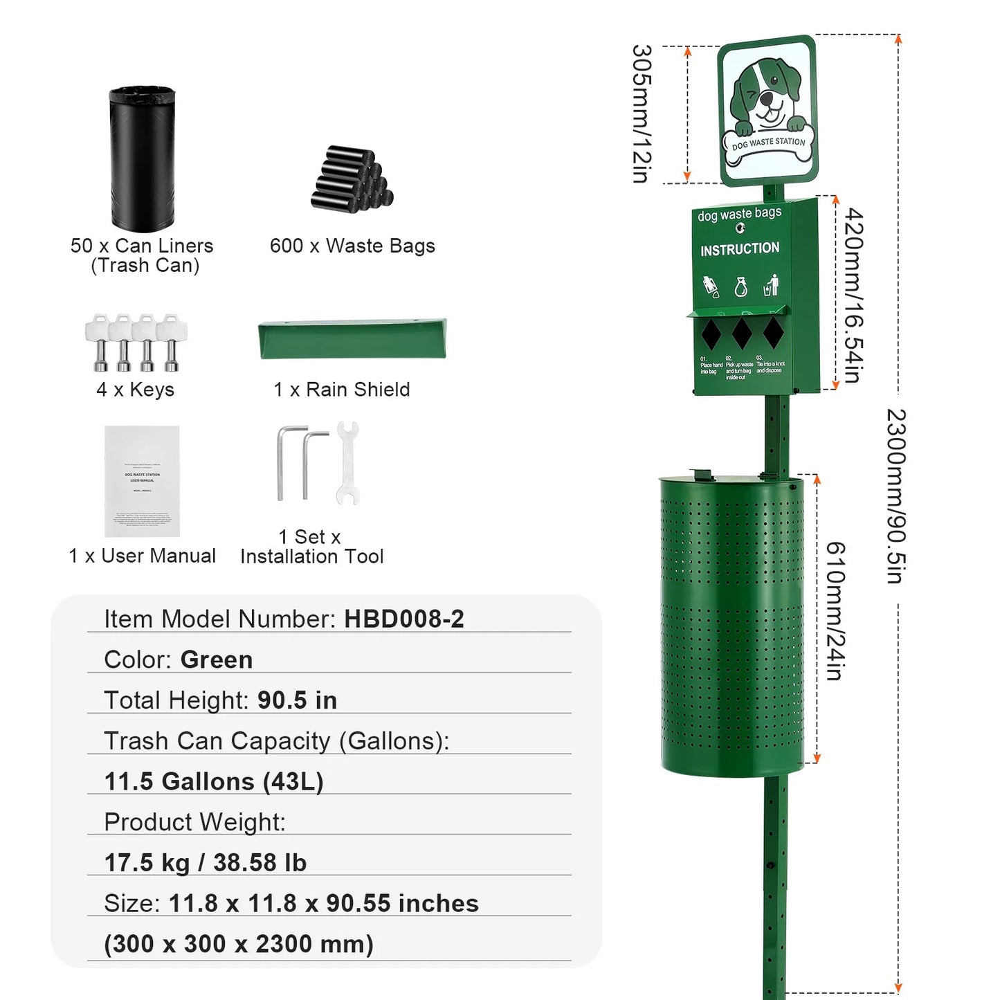 Dog Waste Station With Hand Wash Bottle Bag Dispenser Outdoor