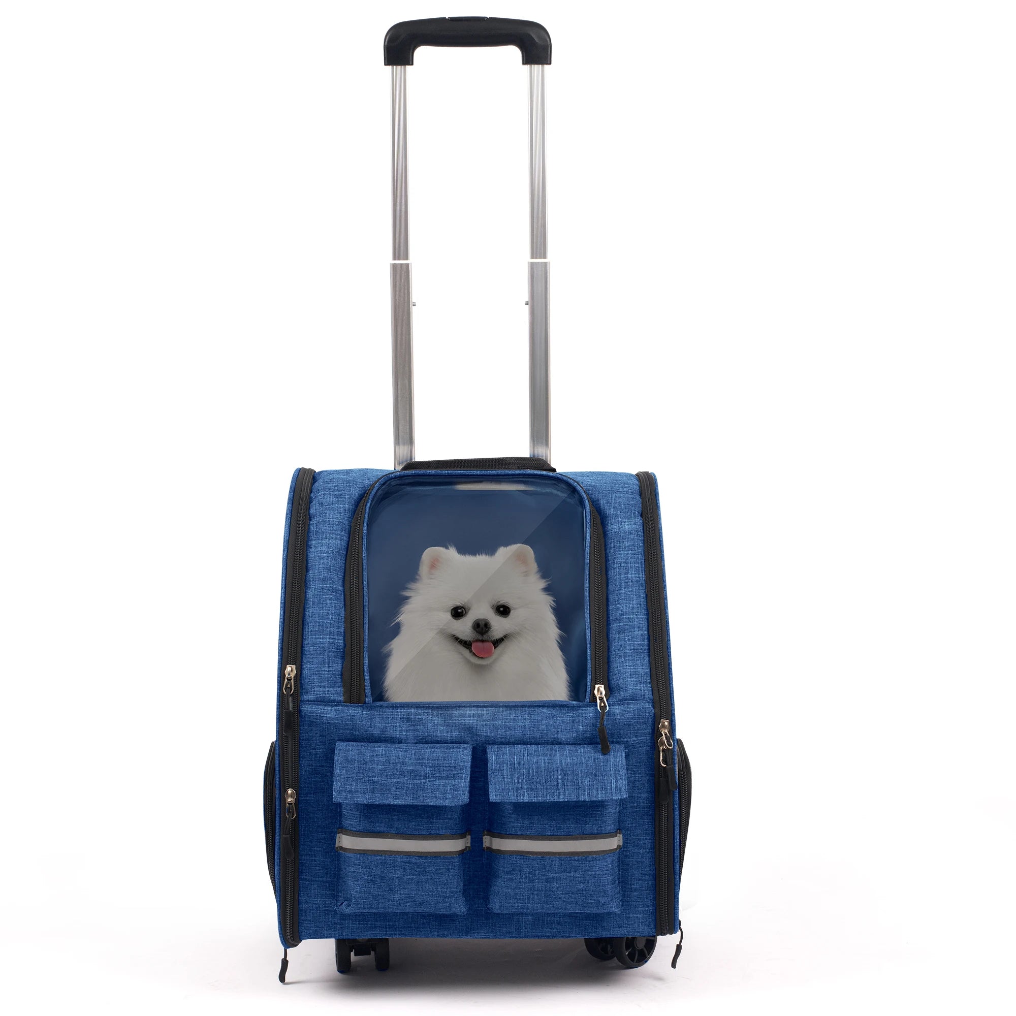 Rolling Pet Carrier Backpack With Removable Wheels For Dogs