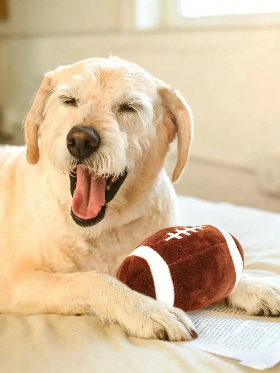 Durable Plush Squeaky Football And Soccer Ball Toy Set For Dogs