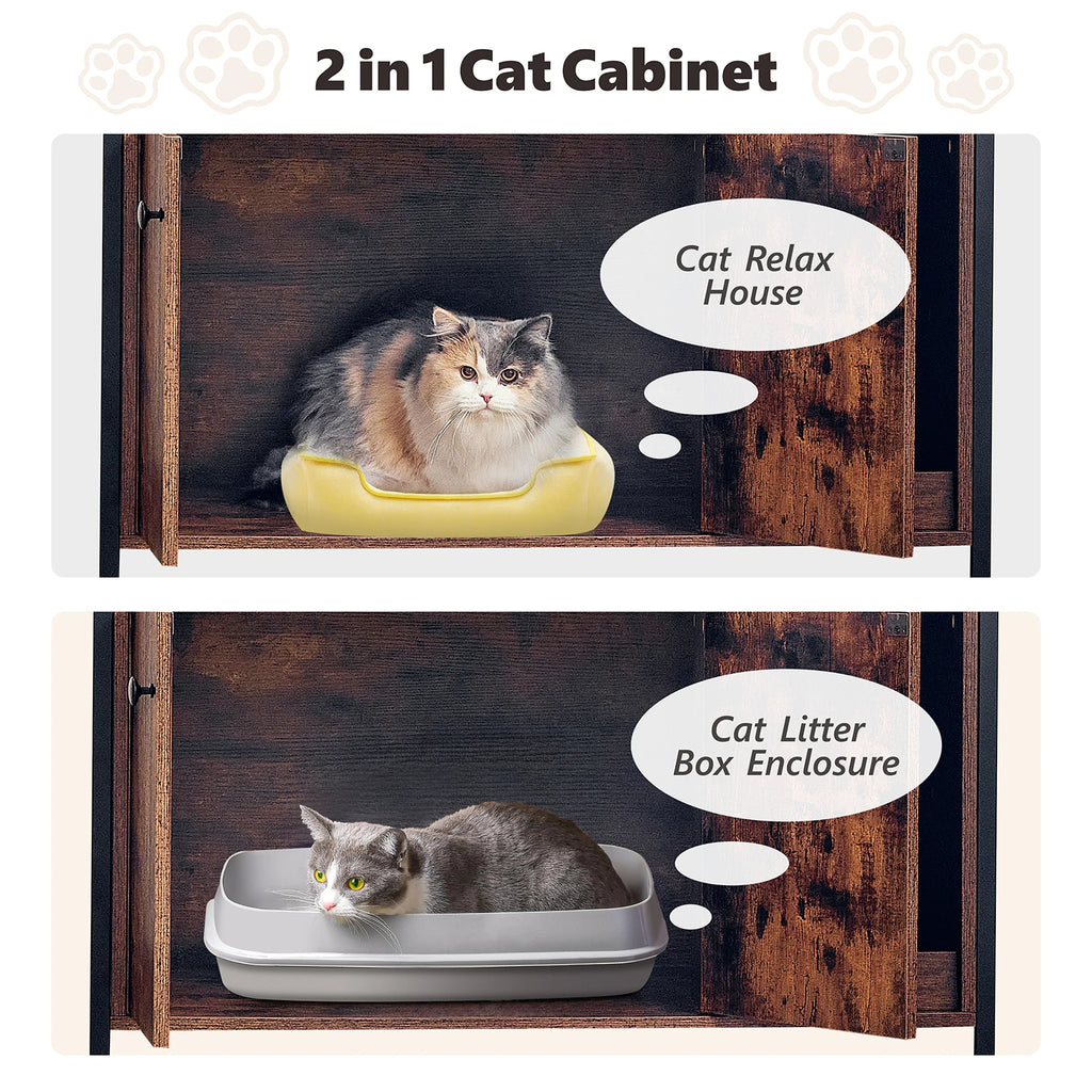 Redlife Cat Litter Box Enclosure With 3 Shelves And Doors