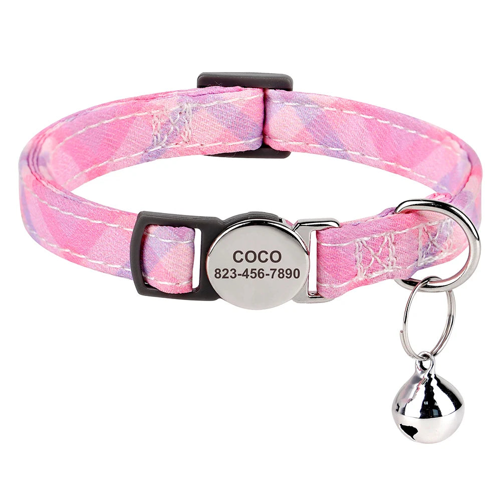 Free personalized kitten collar, engraved with pet dog's name, anti-lost, suitable for cats and small dogs, adjustable