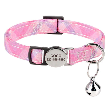 Free personalized kitten collar, engraved with pet dog's name, anti-lost, suitable for cats and small dogs, adjustable