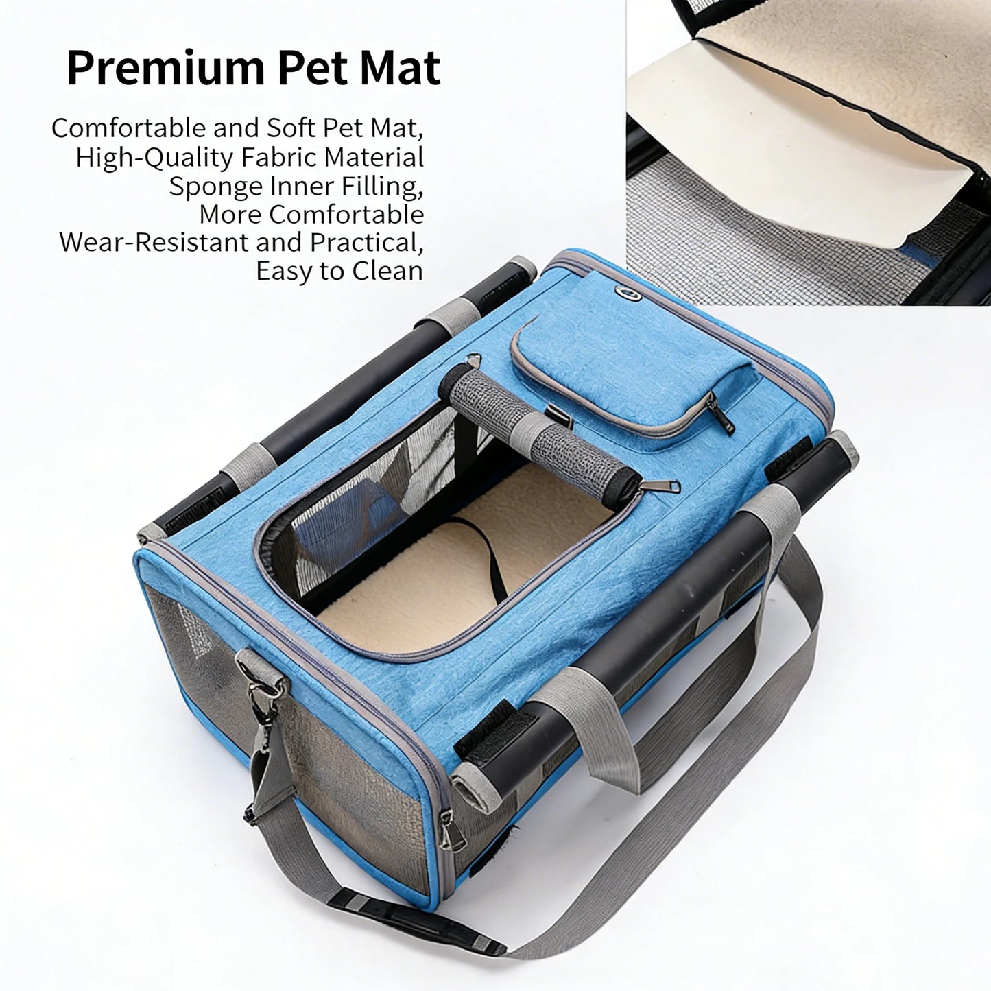 Portable Expandable Pet Travel Bag Soft Sided Breathable Carrier Crossbody