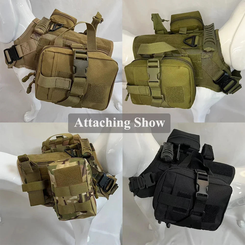 Dog Tactical Harness Pouch Set Military Molle Training Gear