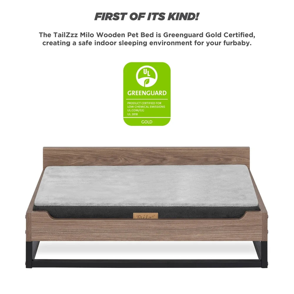 XMSJ Wooden Dog Bed With Orthopedic Foam Gel Mattress