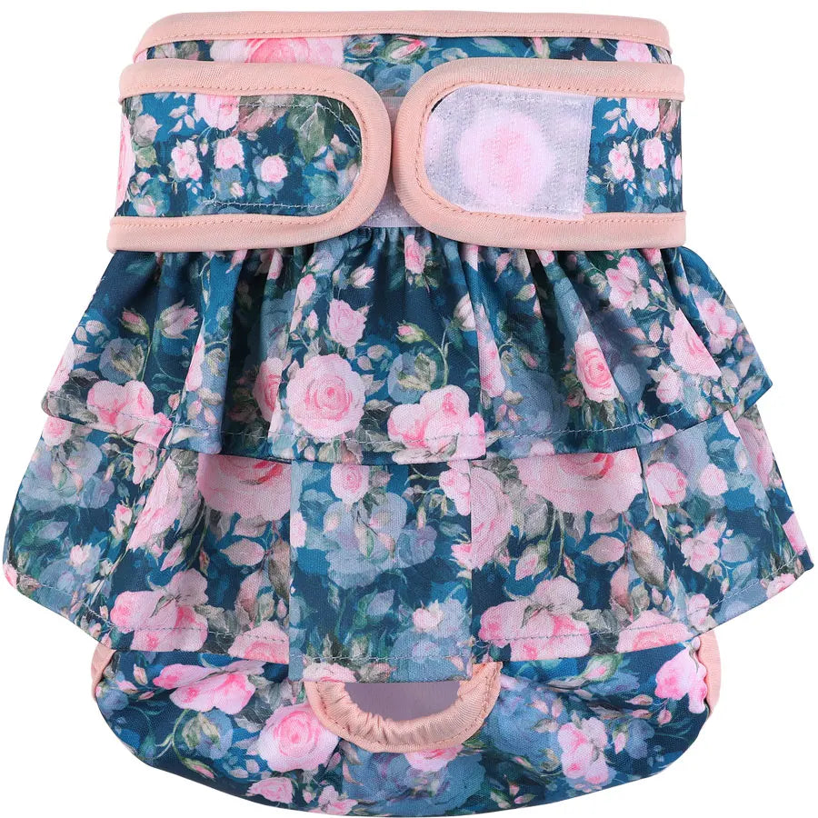 NONECN Adjustable Dog Diapers Female Reusable Washable Flower Pattern