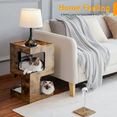 PAWZ Road Wood Cat Condo House Modern Cat Tree Pad