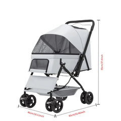 Premium Pet Stroller With Large Space, 4-wheel Stable Pet Cart for Small Medium Dogs Cats, Portable Travel Stroller for Camping