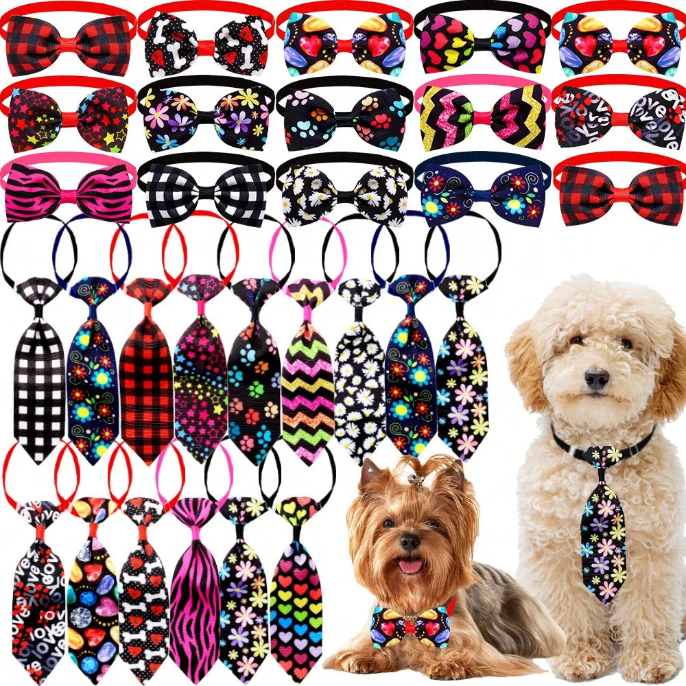 Fashion Dog Bowties Adjustable Pet Collars Grooming Accessories