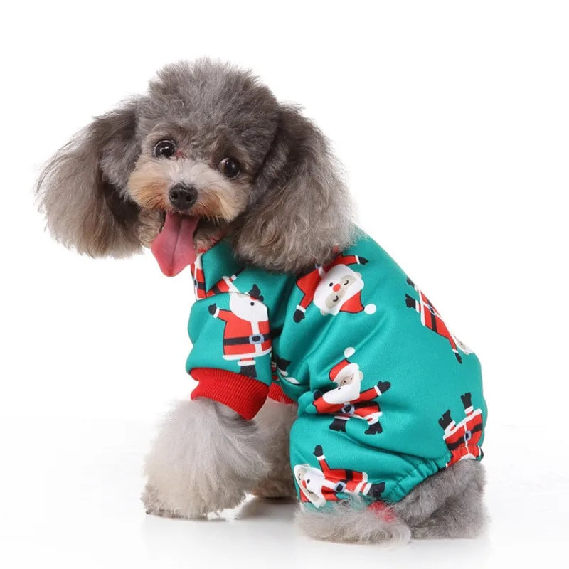 Christmas Pet Costume Reindeer Santa Snowman Dog Clothes 4 Legs Cute Puppy Outfit Festive Xmas Apparel for Small Medium Dogs