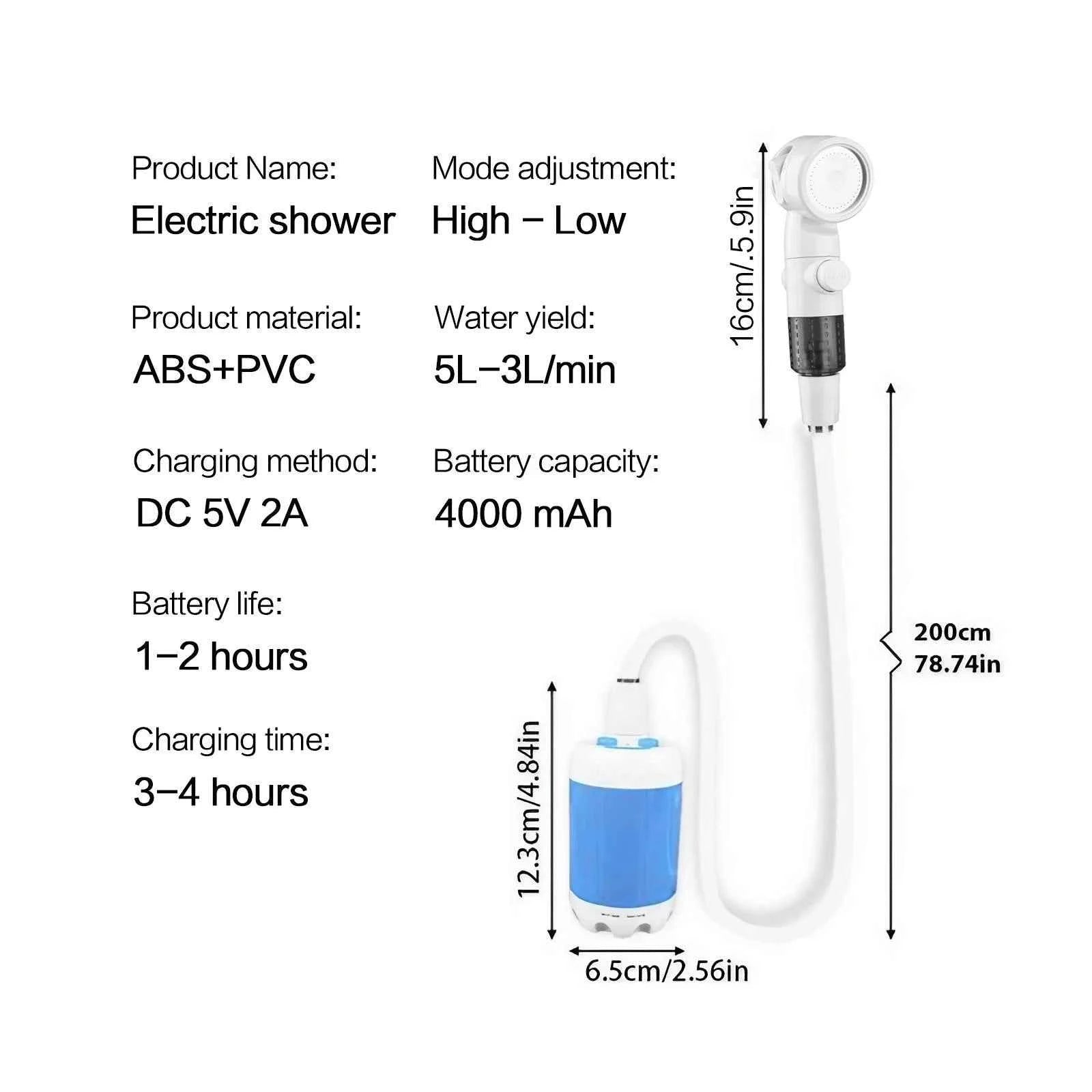 Portable Rechargeable Handheld Pet Shower Sprayer for Dogs Cats with Gentle Stream Adjustable Pressure Shower Pump Outdoor Watering Spray Head USB Charging for Bathing Grooming Car Washing Flower Watering
