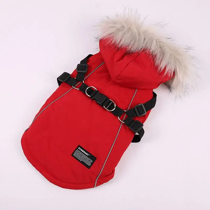 Winter Pet Dog Jacket With Harness Warm Dog Clothes Waterproof Hooded Coat for Small Medium Dogs Chihuahua French Bulldog Outfit