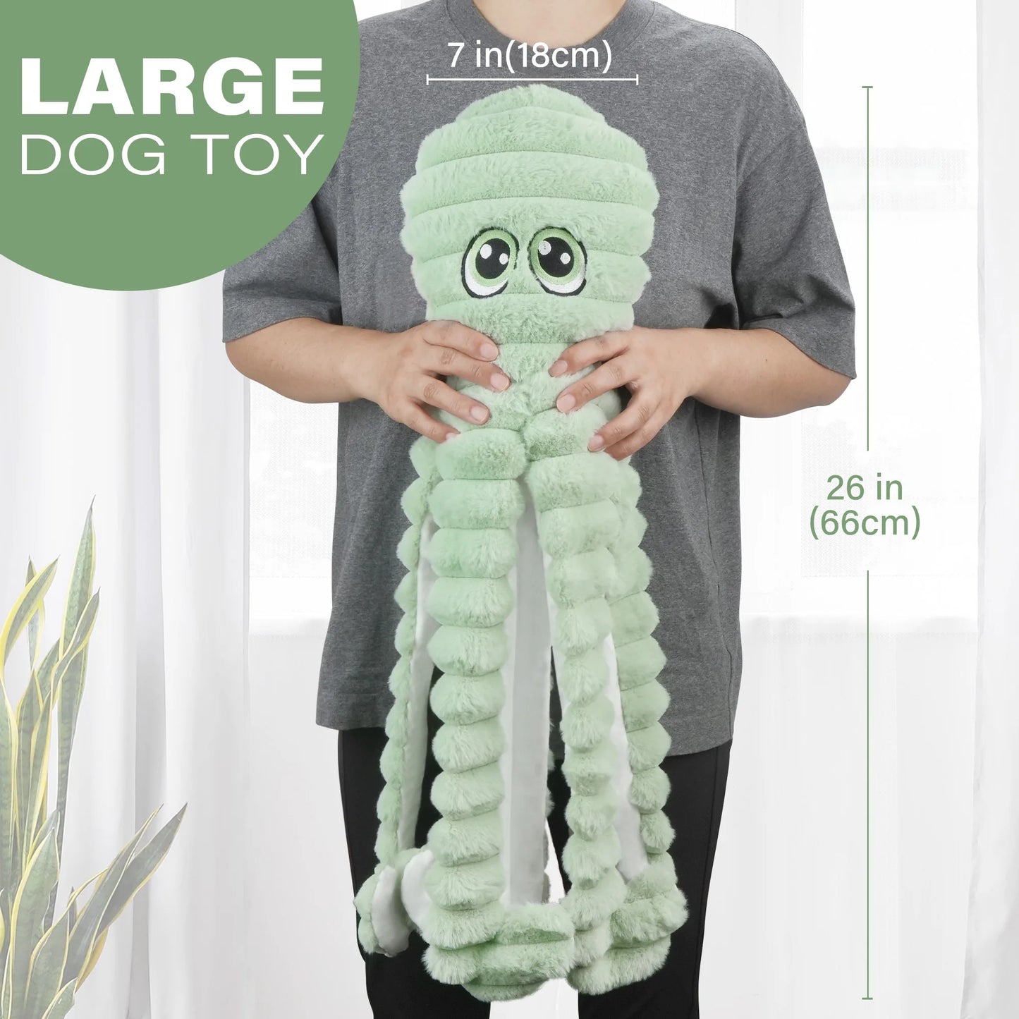 Hign-concerned Octopus Design Squeaky Plush Dog Toy Grinding Teeth Chew Interactive Pet Toy