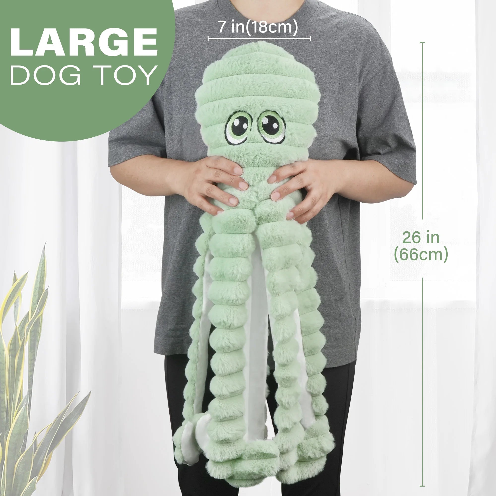 Hign-concerned Octopus Design Squeaky Plush Dog Toy Grinding Teeth Chew Interactive Pet Toy