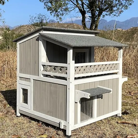 feral cat shelter outdoor weatherproof houses for cats two story wooden cat house outside feral cat house with balcony waterproo