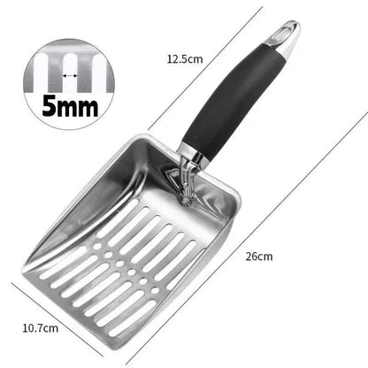 Stainless Steel Cat Litter Scoop with Rubber Handle Metal Kitty Scooper Sturdy Mesh Scooper Litter Filter Pet Cleaning Tools