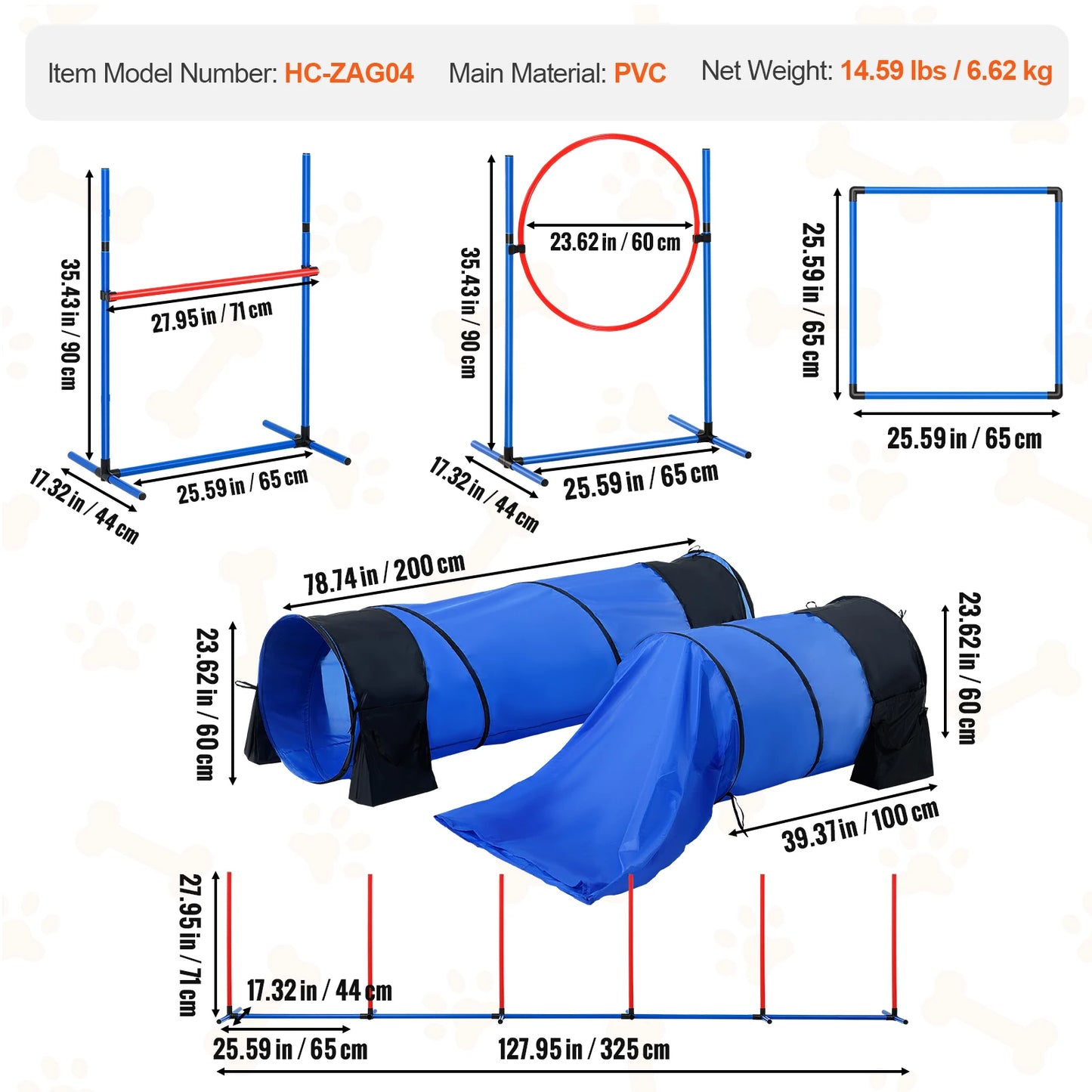 SucceBuy Dog Agility Training Equipment Set With Adjustable Hurdles