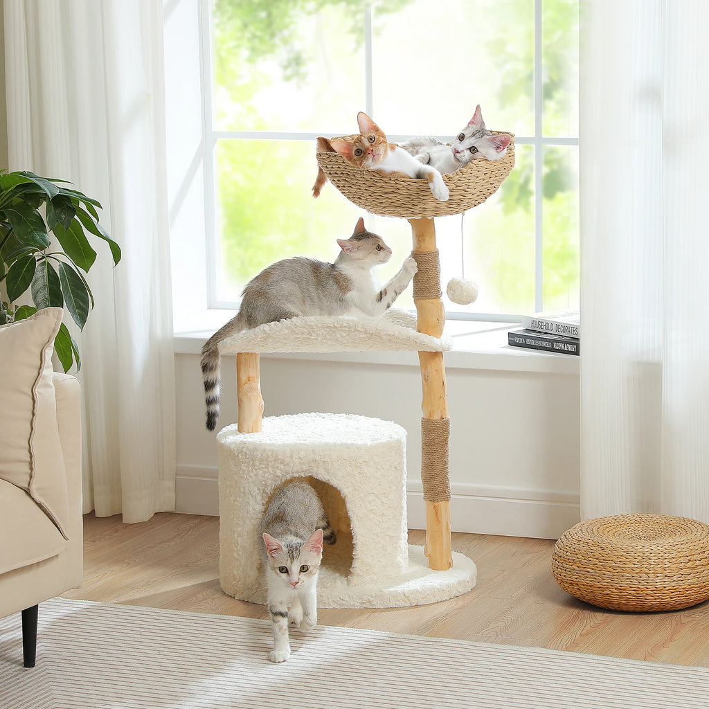 PAWZ Road Cat Tree Tower With Natural Wood Scratching Posts