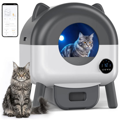 Automatic Self Cleaning Cat Litter Box, 72L Large Capacity For Multiple Cats, App Controlled, Odor Control, Quiet Safe Design