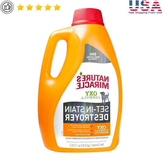 Set-In Stain Destroyer Dogs Oxy Formula Pet Stain Remover 1 Gallon Orange Scent Deep Clean Odor Eliminator Safe Home