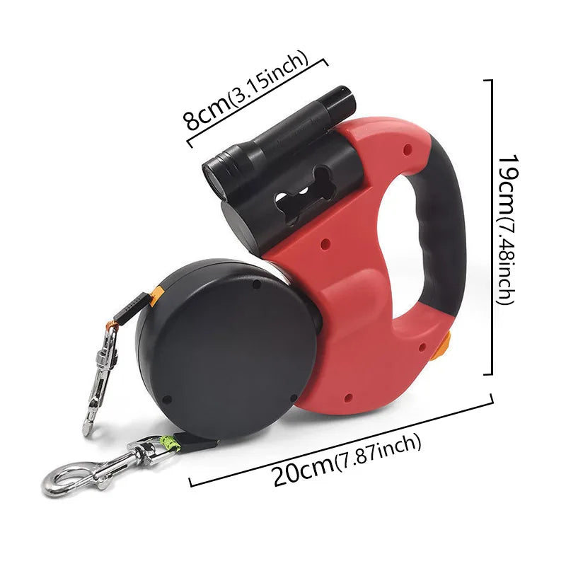 Hign Concerned 3in1 Retractable Dog Leash With Flashlight Dispenser