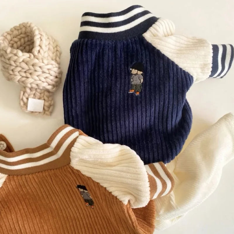 Cute Embroidered Pet Baseball Jackets Dog Clothes For Small Medium Cat Teddy Coat Spring Clothes Warm Fashion Pet Outfit