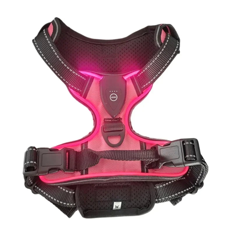 NONECN Led Luminous Dog Harness No Pull Adjustable Rechargeable Pet Vest Harness