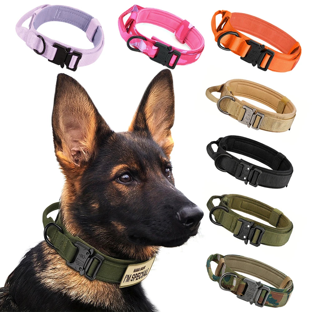 Adjustable Tactical Dog Training Collar And Leash Set Control Handle