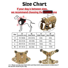 Tactical Dog Harness Leash Set for Large Dogs Military Harnesses for Training Walking Hunting Pet Vest Handle No Pull Malinois
