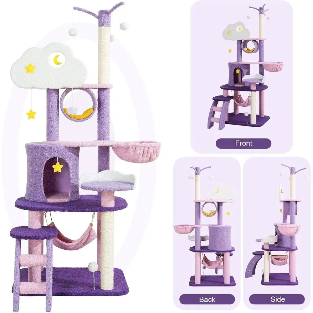 Indoor Cat Tree With Scratching Post Hammock And Condo