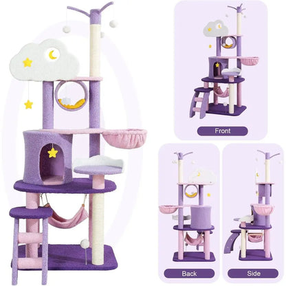 Indoor Cat Tree With Scratching Post Hammock And Condo