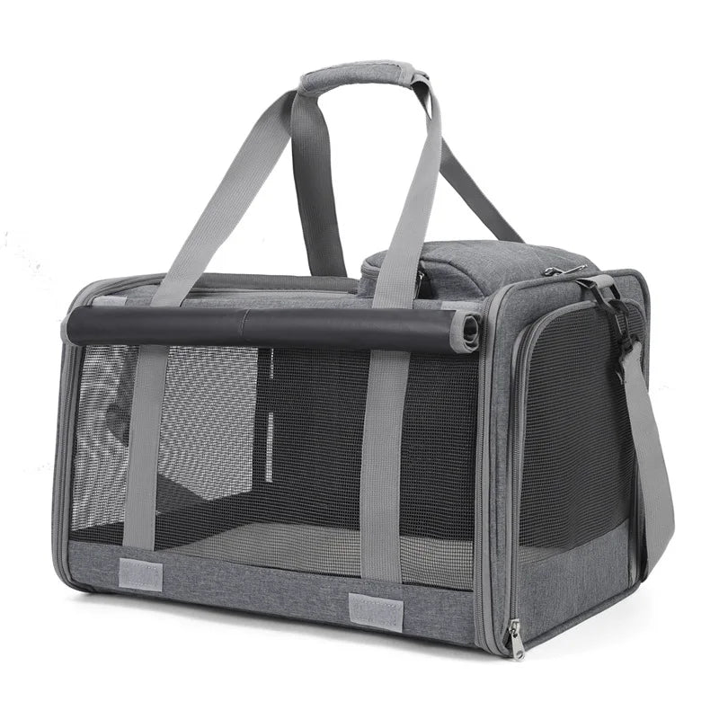 Portable Expandable Pet Travel Bag Soft Sided Breathable Carrier Crossbody