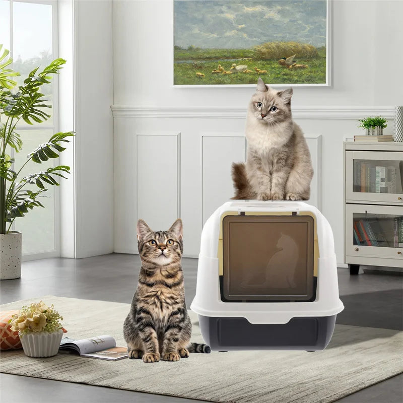 Cat Litter Box With Detachable Lid And Scoop Splash Proof