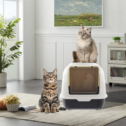 Cat Litter Box With Detachable Lid And Scoop Splash Proof