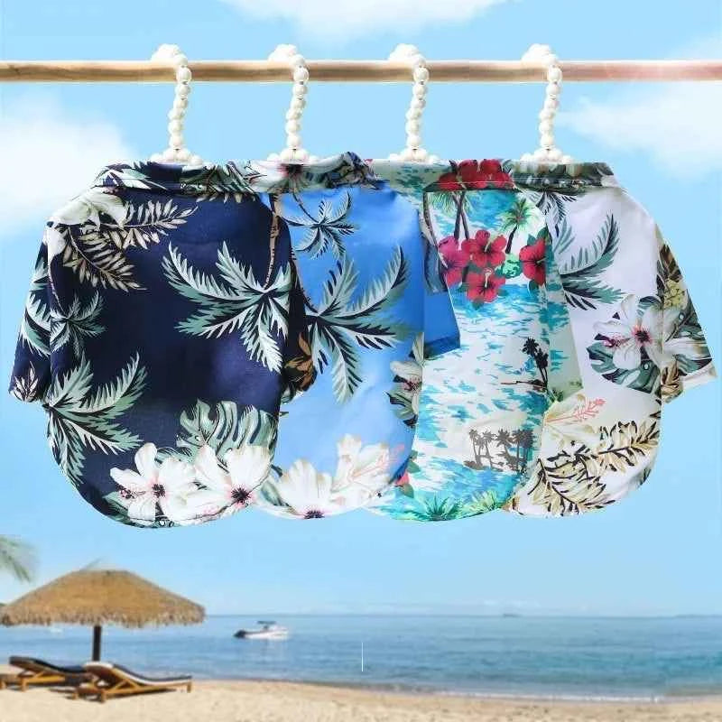 Hawaiian-style pet dog clothing Summer beach dog shirt Suitable for small and medium dogs Dog puppy cat clothes Pug French Bulldog