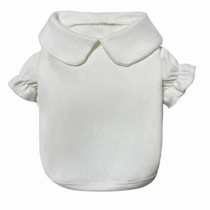 Puppy Bow Knot Dress Set Winter Warm Dog Clothes Pet Christmas Princess Dress Teddy Solid Color Skirt Send Clip